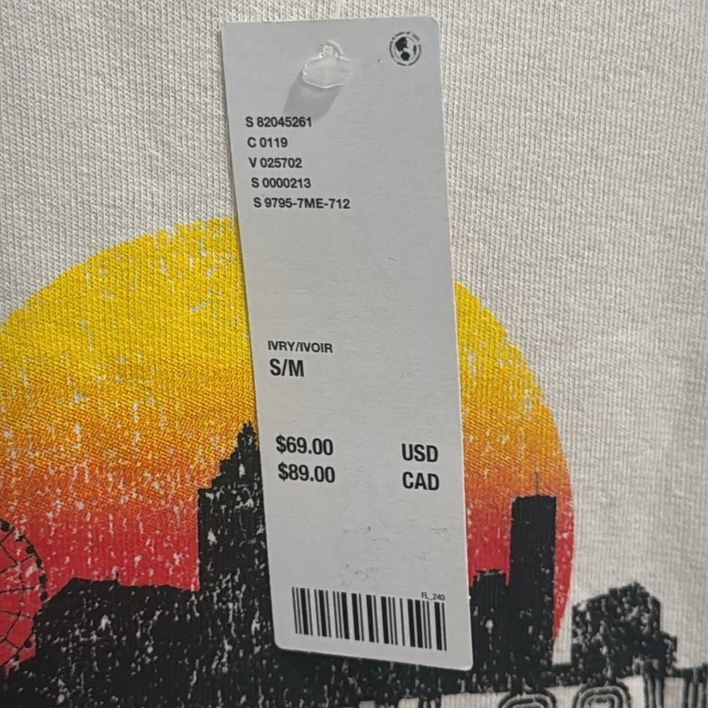Urban Outfitters Atlanta Graphic Sweatshirt Cream NWT S/M - Picture 5 of 5